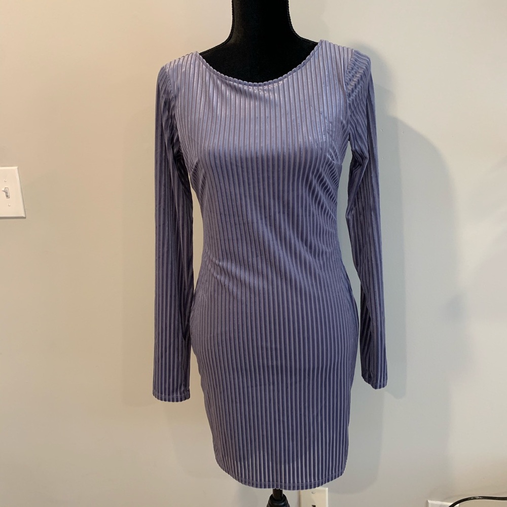Forever 21 Purple velvet long sleeve bodycon dress